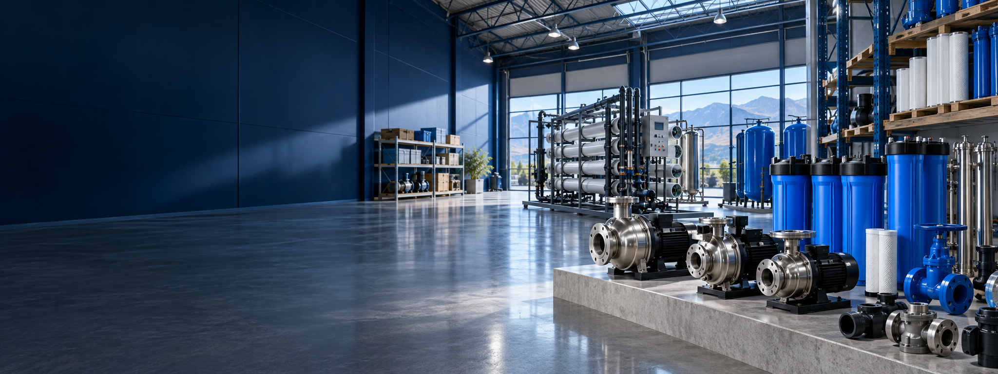 Sala de exhibición con equipo industrial